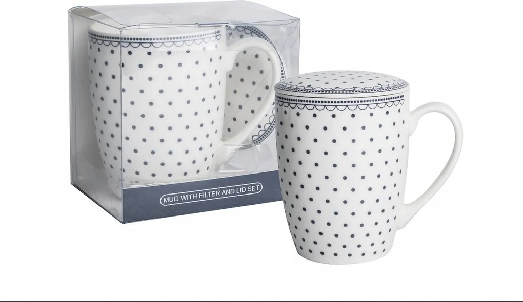 Porcelán teásbögre fedő szűrő elegáns mintával