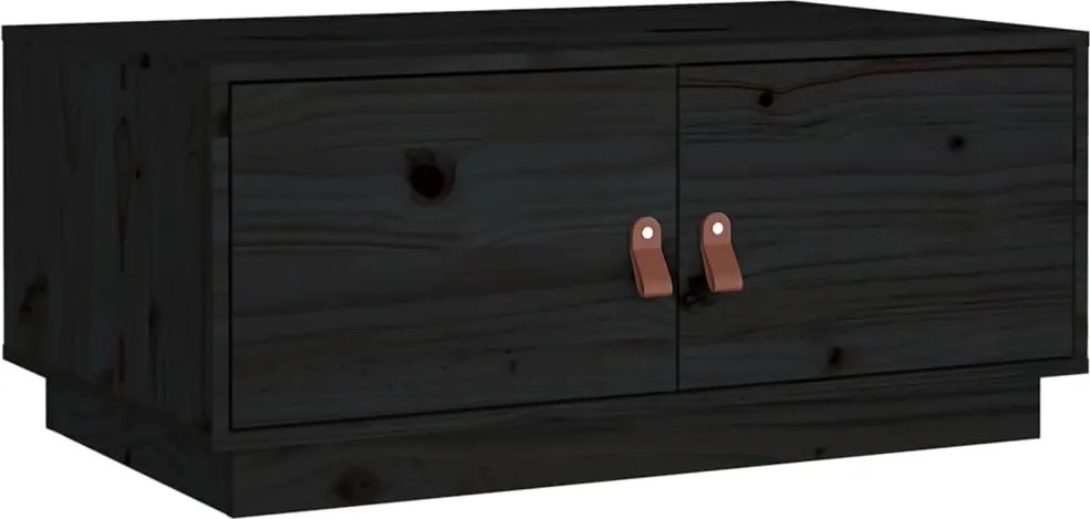 vidaXL fekete tömör fenyőfa dohányzóasztal 80 x 50 x 35 cm