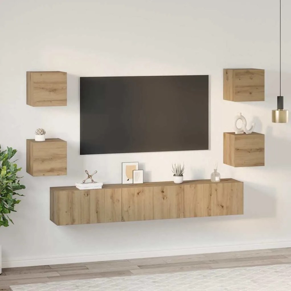 TV szekrény garnitúra 7 pcs kézműves tölgy 60 x 30 x 30 cm
