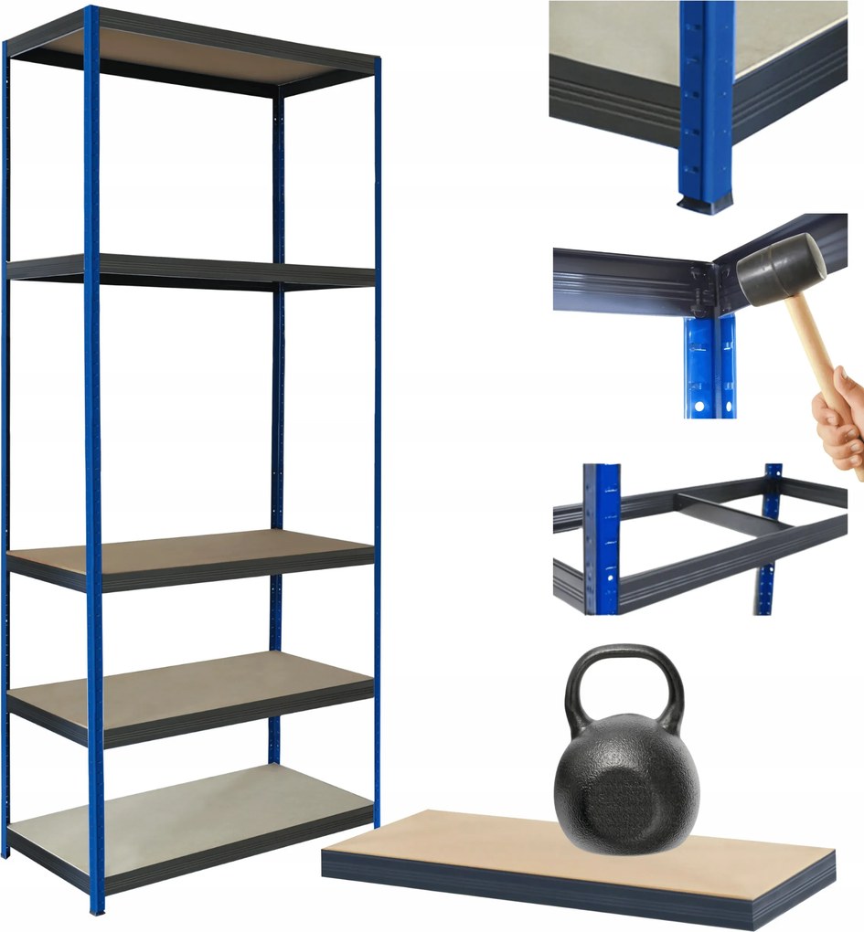 Tárolószekrény fém állvány Helios 180x90x35cm 5Px175kg Tartós