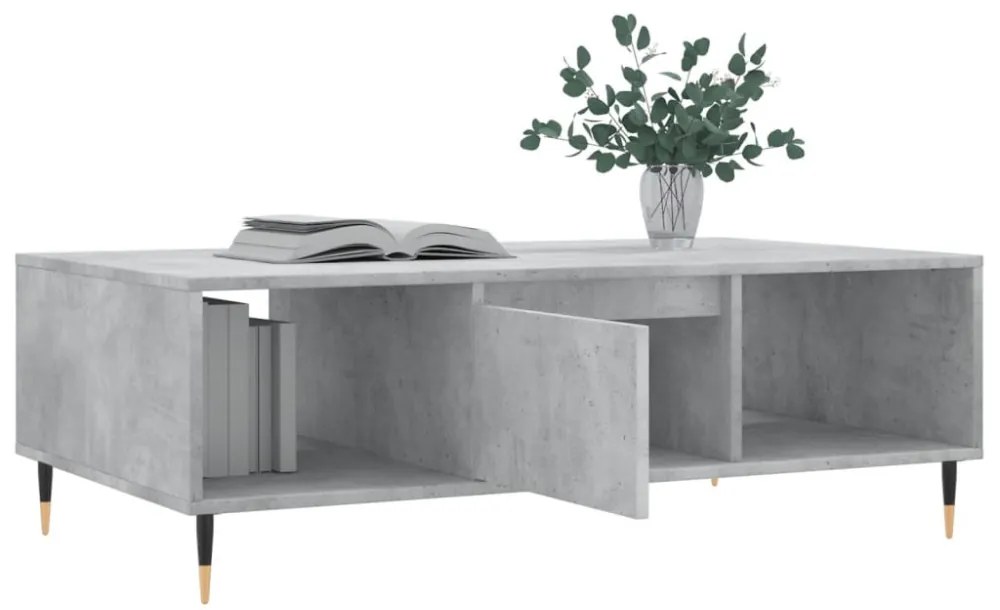 betonszürke szerelt fa dohányzóasztal 104 x 60 x 35 cm