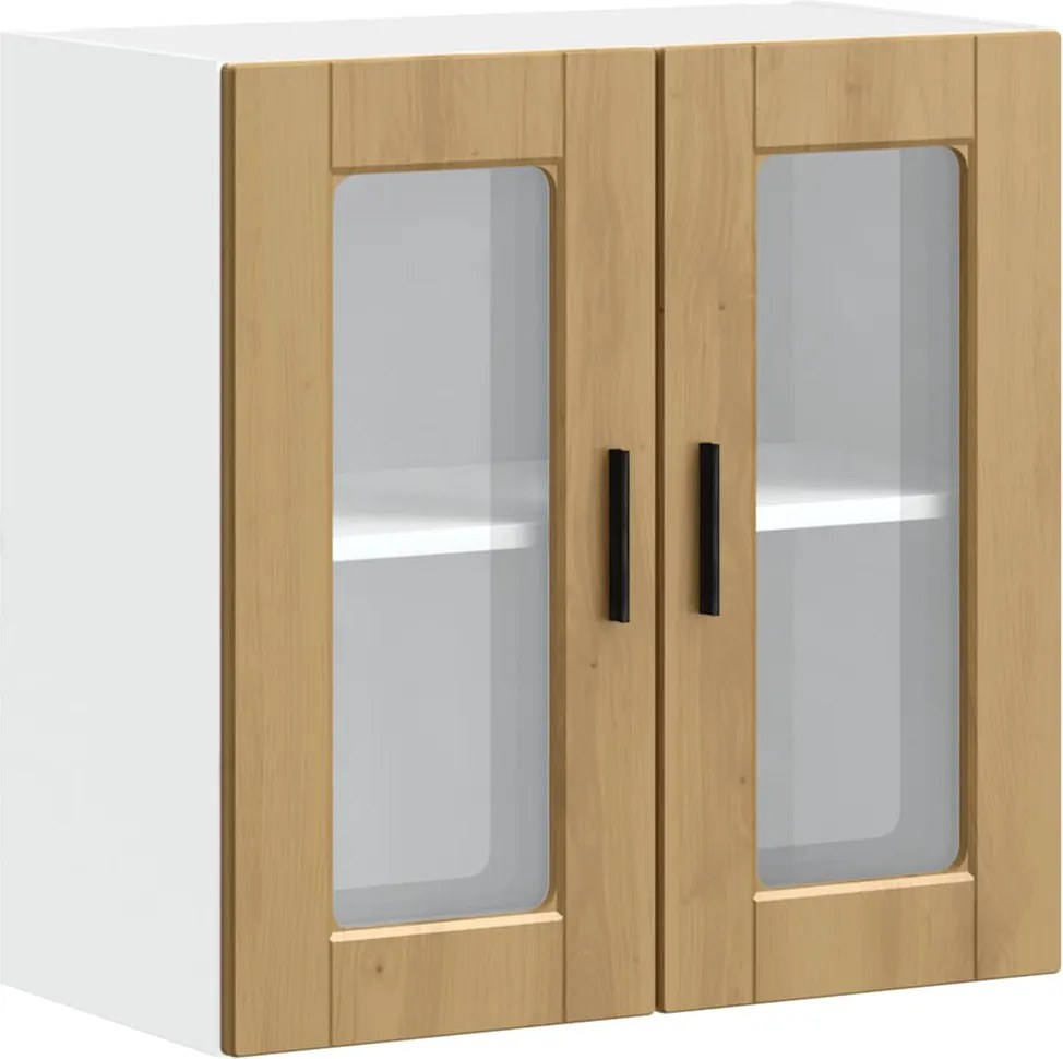 vidaXL konyhai fali szekrény üvegajtóval "Porto" Artisan Oak