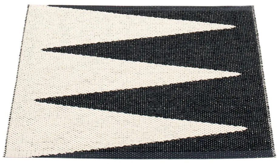 Fekete-fehér kültéri-beltéri szőnyeg 70x60 cm Vivi Black – Pappelina