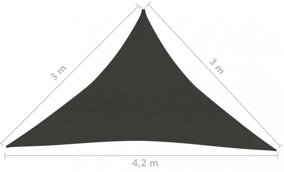 antracitszürke HDPE napvitorla 160 g/m² 3 x 3 x 4,2 m