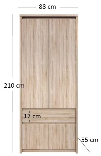 Ruhásszekrény Noella (szonoma tölgy). 1053122