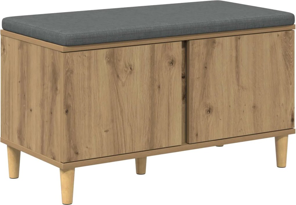 vidaXL Előtér pad Kézműves Tölgy 80 x 38 x 46 cm Műanyag Fa és Szövet