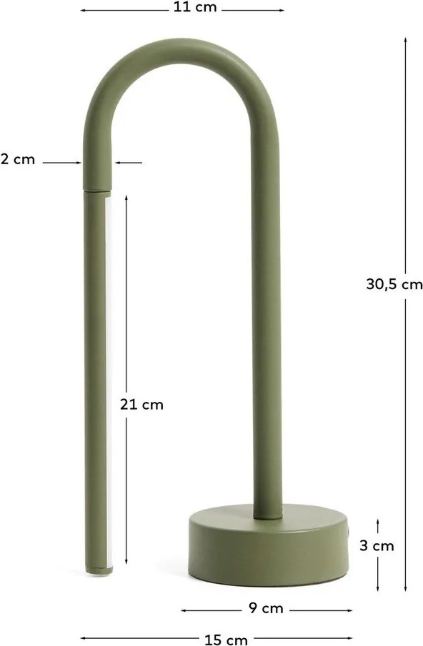 Zöld fém LED asztali lámpa (magasság 30 cm) Bow – Kave Home