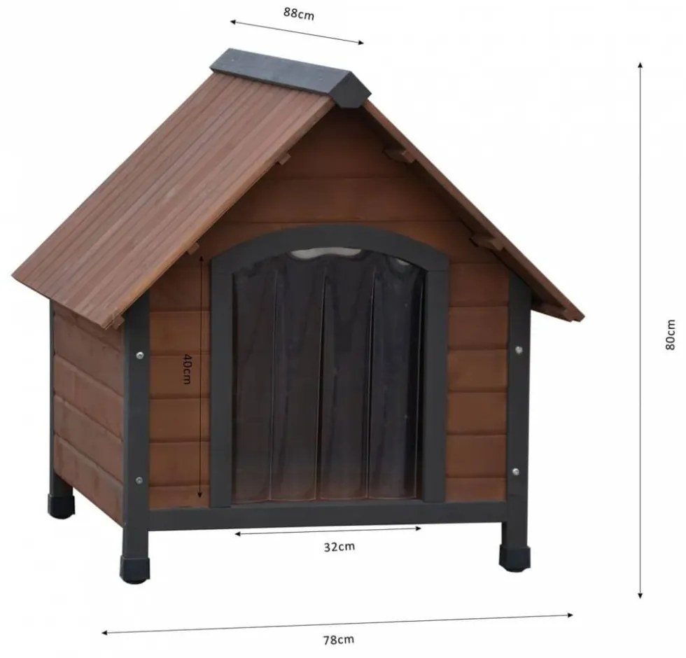 @Pet Rustique barna kutyaház műanyag csapólapokkal 88 x 78 x 80 cm