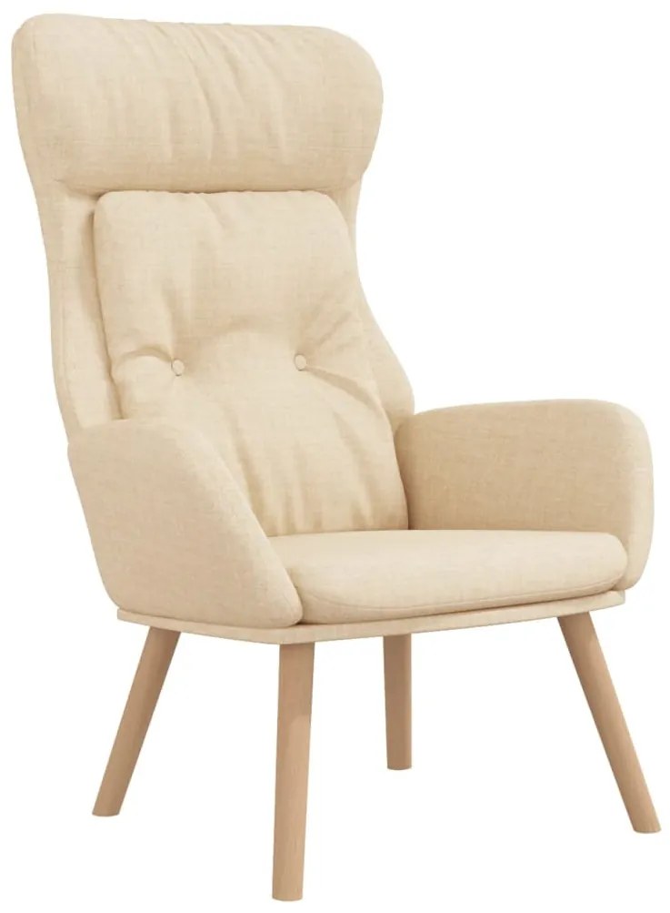 Krémszínű szövet pihenőfotel lábtartóval