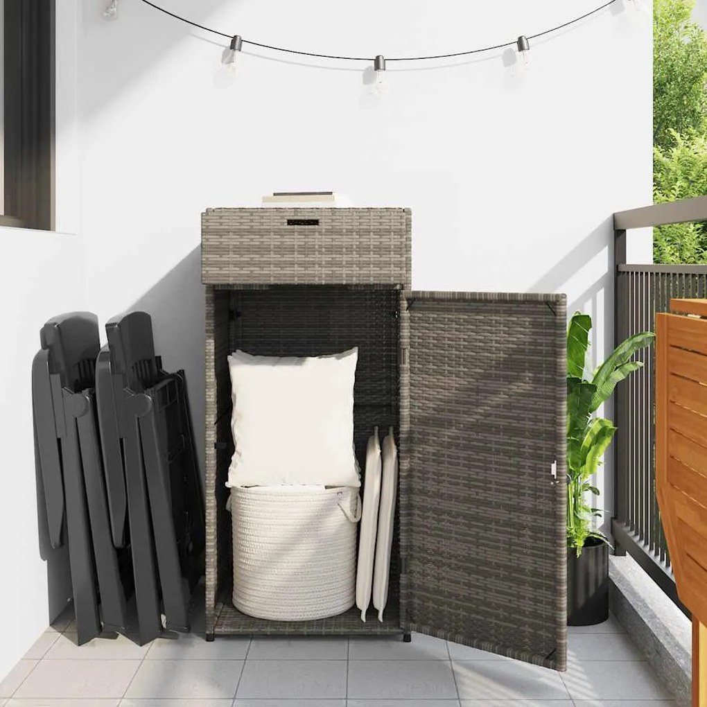 vidaXL szürke polyrattan kerti tárolószekrény 55 x 55 x 111 cm