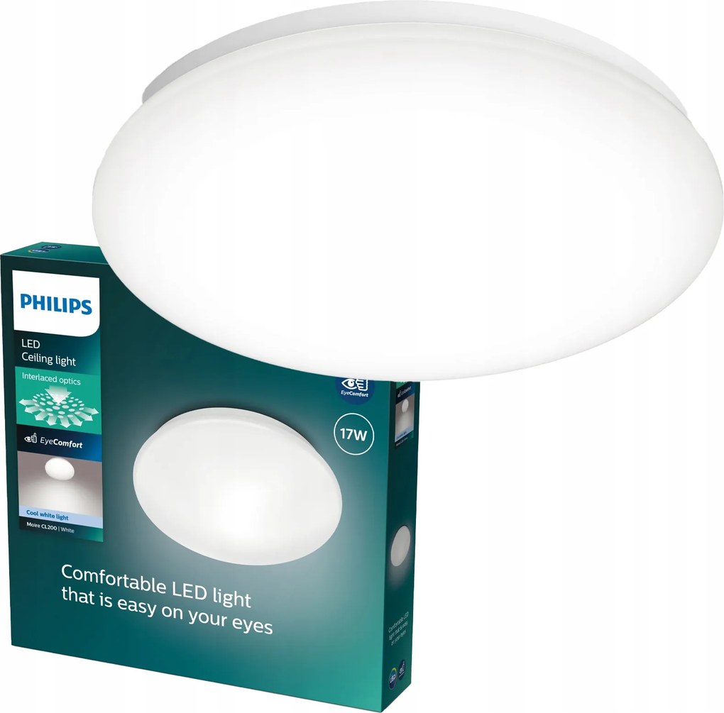 Mennyezeti lámpa Falra szerelhető Led lámpa 17W 4000K Fehér 32cm Moire Philips