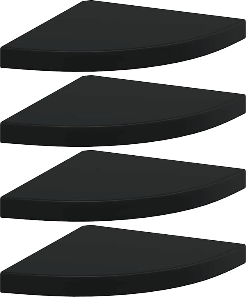 vidaXL 4 db fekete MDF lebegő sarokpolc 35 x 35 x 3,8 cm