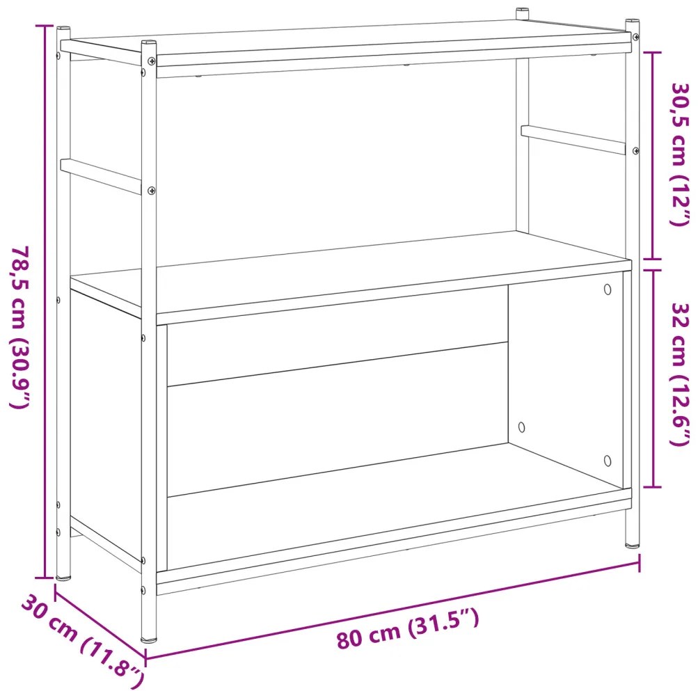 Könyvespolc Artisian tölgy 80x30x78,5 cm Összeszerelt fa