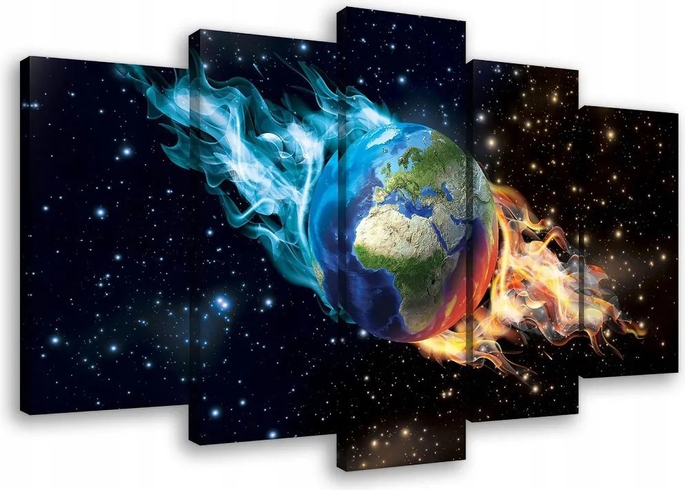 Vászonkép 100x60 Kozmosz Föld energia láng csillagok galaxis absztrakt