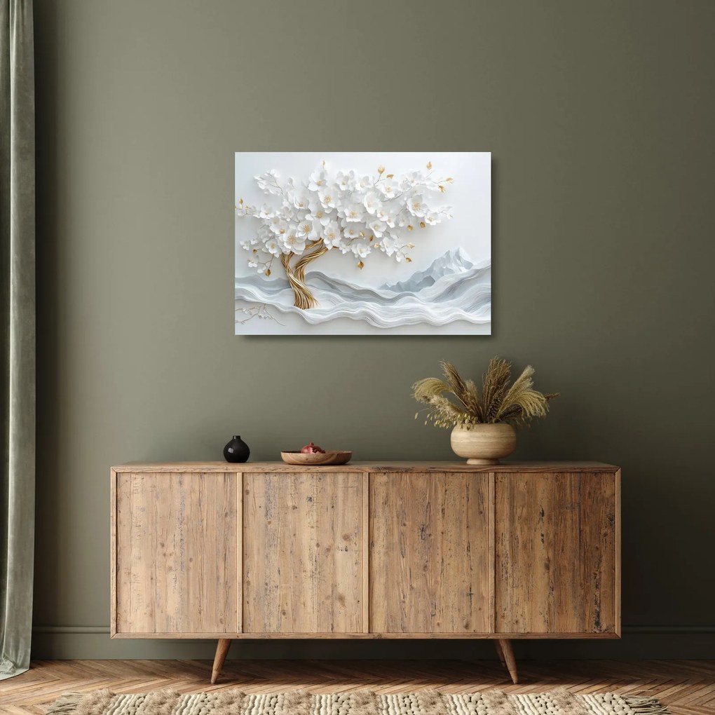 Üveg kép – 3D elegáns életfa (70x50 cm)