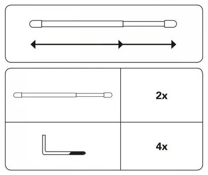 Kihúzható virtrázsrúd, lapos 11 mm barna, 50 - 70 cm, 50 - 70 cm