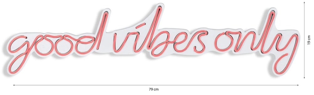 Műanyag LED-es fali dekoráció, Good Vibes Only - Pink