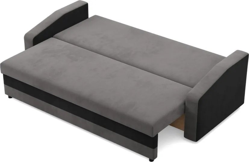 Hewlet kanapéágy, szövet anyag, hab töltet, szürke - fekete