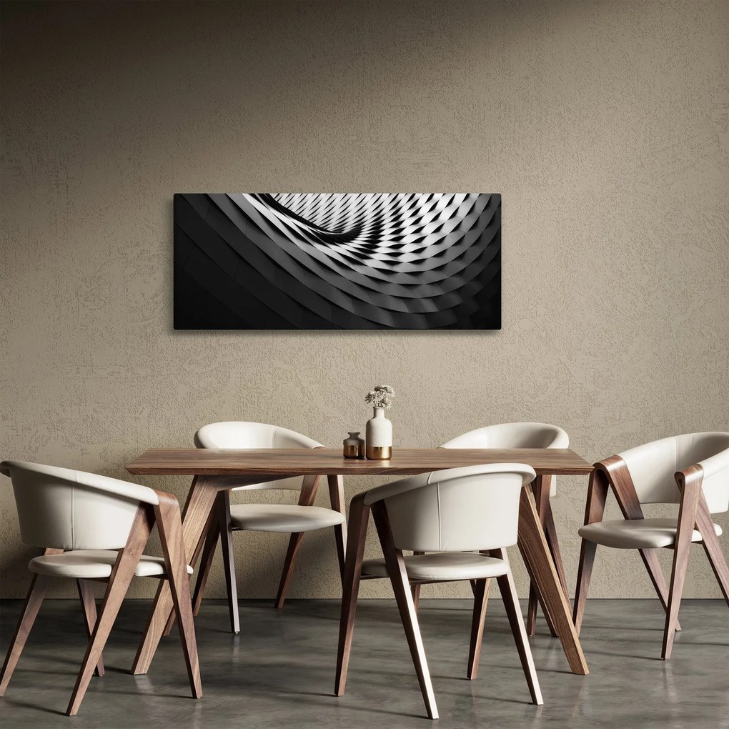 Absztrakt kép - fekete-fehér spirál (120x50 cm)