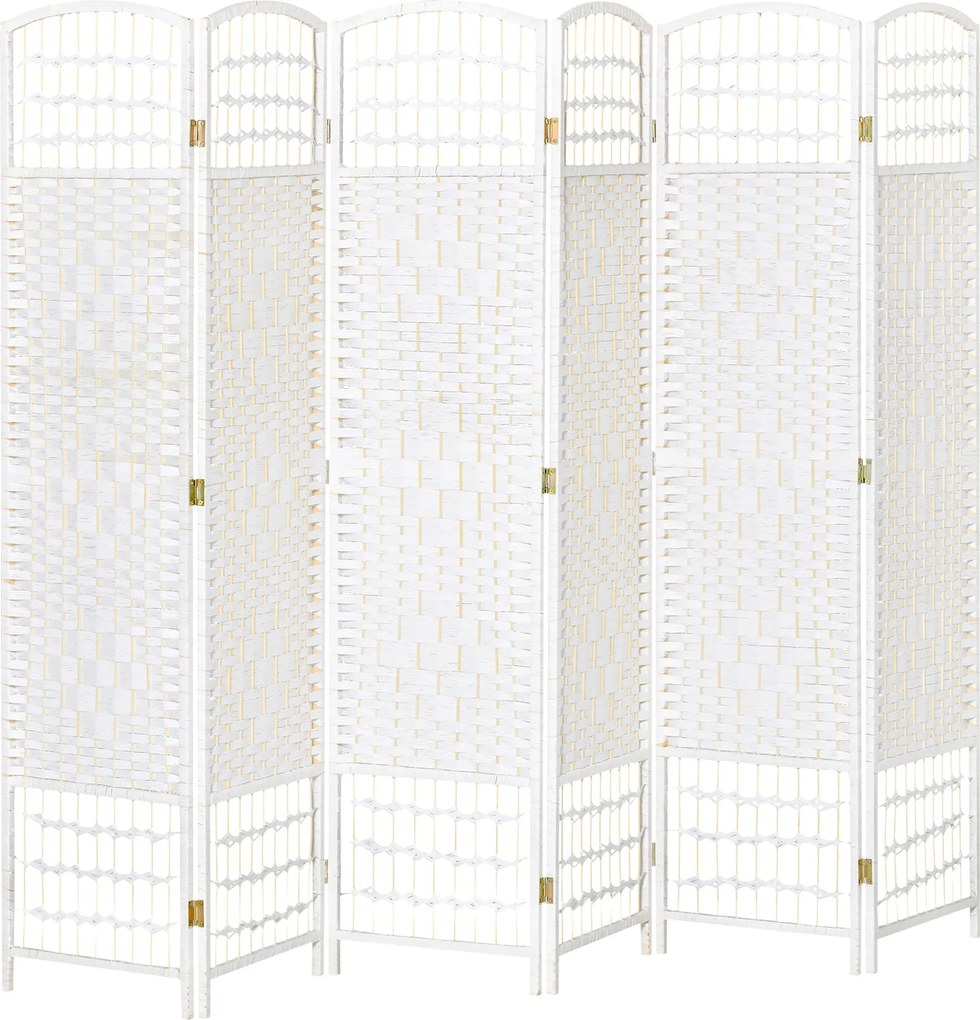 HOMCOM 6 Paneles Elválasztó Ajtó 95,28x66,93 hüvelyk Papírrost és Nyárfa Keret, Elegáns Dekoráció Hálószobába és Nappaliba - Fehér | Aosom