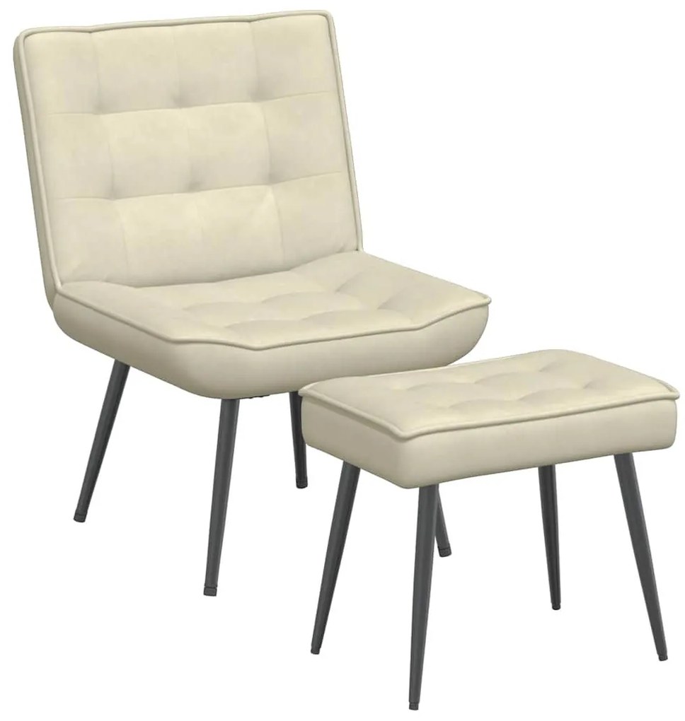 krémszínű bársony pihenőfotel lábtartóval