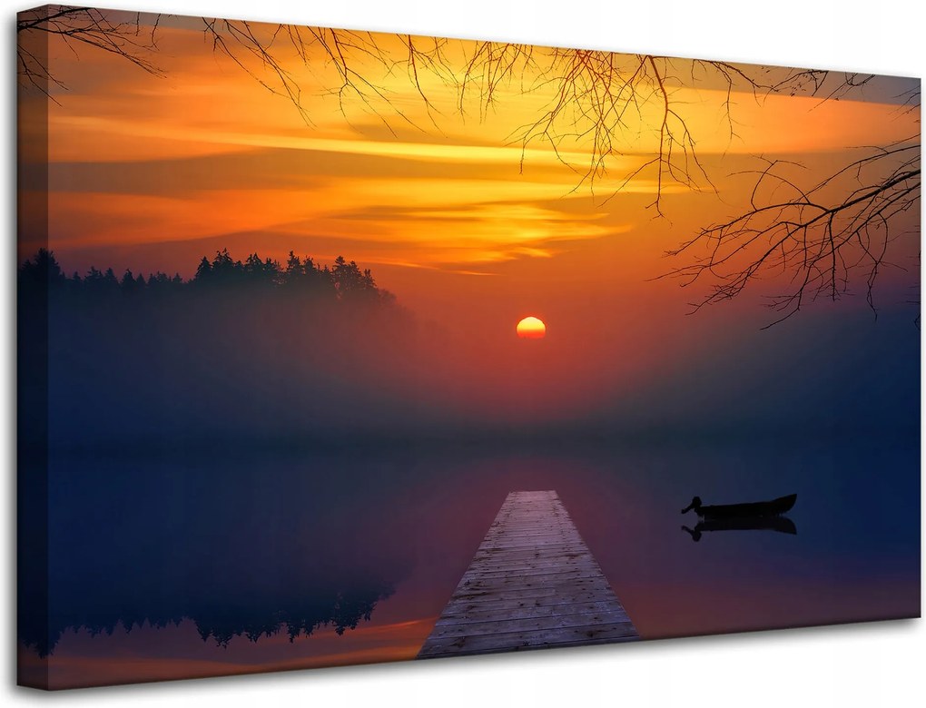 Vászonkép Természet Naplemente a tóparton 80x50 cm