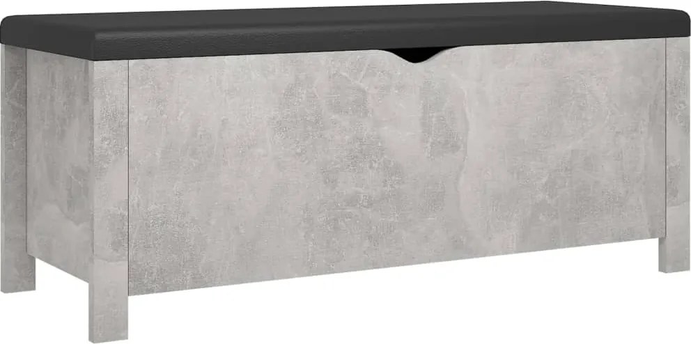 vidaXL betonszürke szerelt fa tárolódoboz párnával 105 x 40 x 45 cm