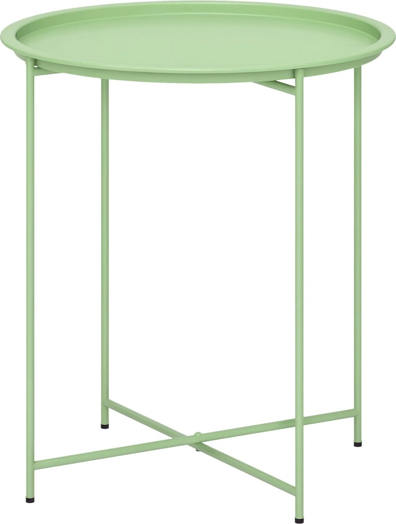 Outsunny Összecsukható Oldaltámlás Asztal Kert Asztal Ø46 x 50 cm Kör alakú Időjárásálló Erkélyasztal Összecsukható Lábakkal Kemping Asztal Összecsukh