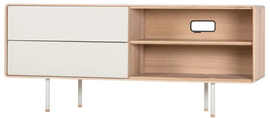 Fehér-natúr színű tölgyfa TV-állvány 150x64 cm Fina – Gazzda