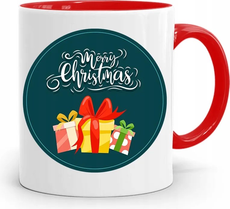 Piros Karácsonyi Bögre Mikulás Karácsonyfa Alá, fényképes nyomattal