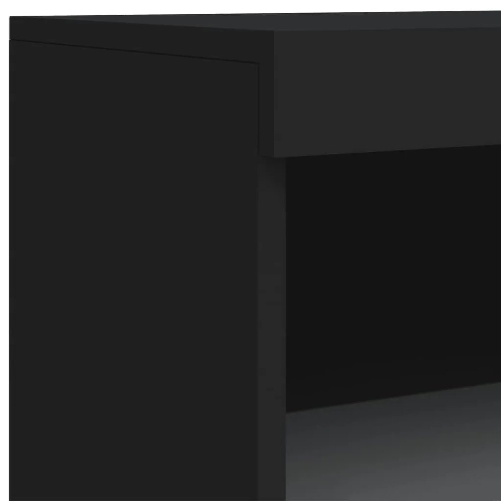 fekete tálalószekrény LED-világítással 60,5 x 37 x 100 cm