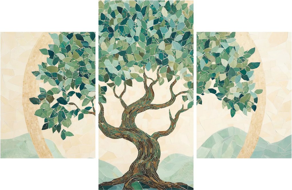 Kép – Elegáns mozaik fával (90x60 cm)