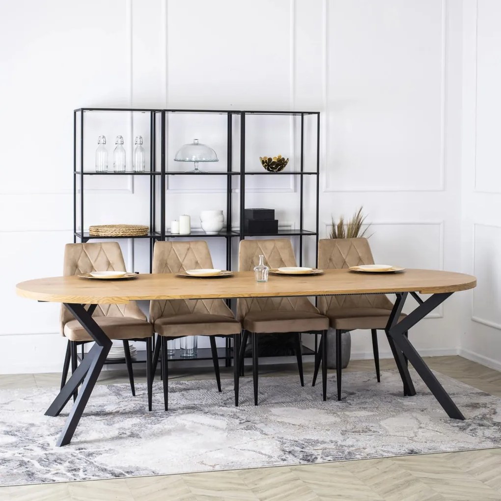 Stół LUKAS Rozkładany 100-250 cm Dąb Złoty/Czarny