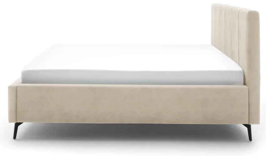 Bézs kárpitozott ágyneműtartós franciaágy ágyráccsal 180x200 cm Lizzano – Meise Möbel
