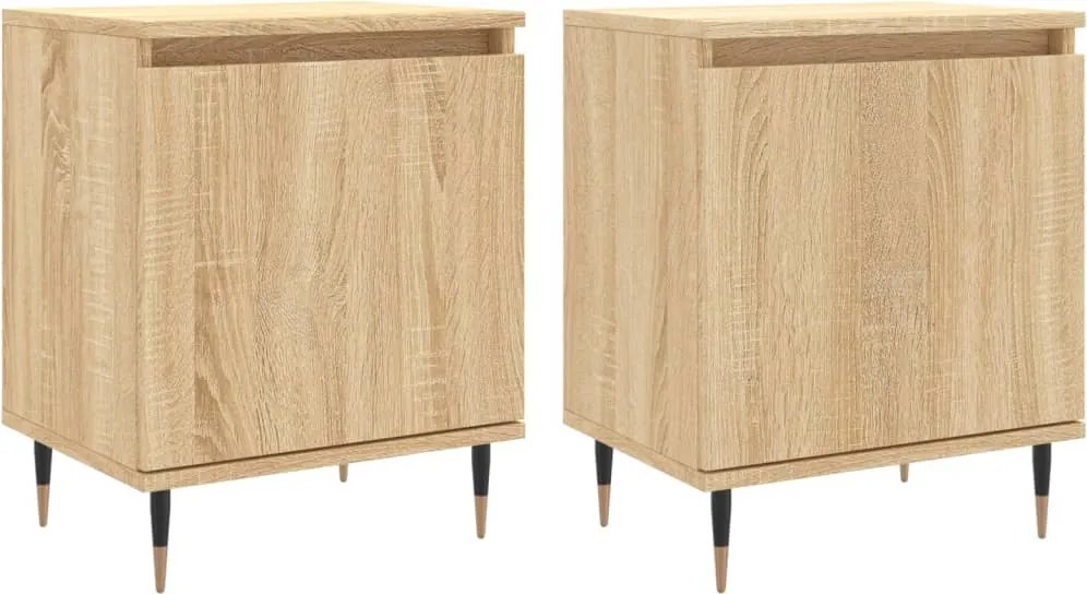 vidaXL 2 db sonoma tölgy színű szerelt fa éjjeliszekrény 40x30x50 cm