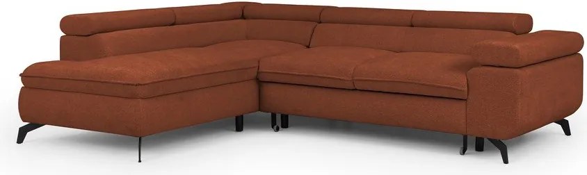 Terrakotta színű zsenília sarokkanapé (bal oldali-L alakú) Marbeya – Ropez
