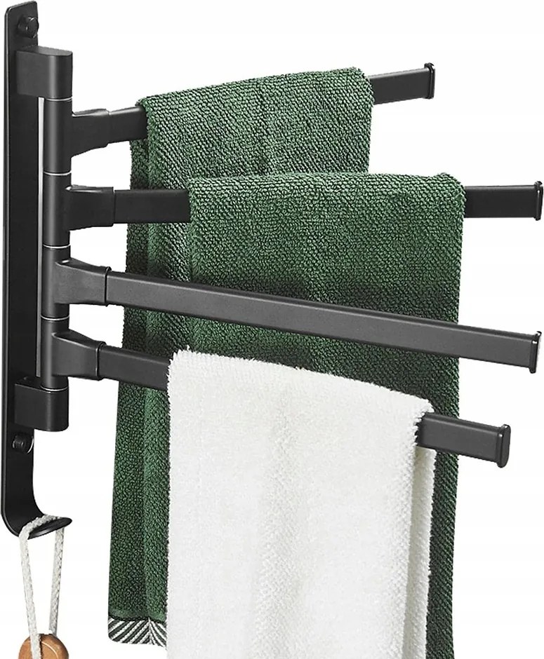 Fürdőszobai Fali Törölközőtartó Állítható Vállpánttal Fekete