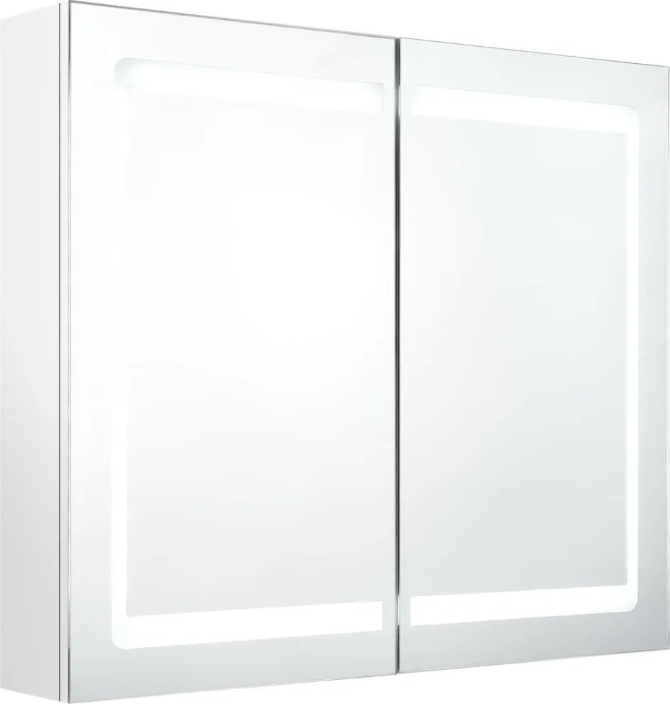vidaXL fényes fehér LED-es tükrös fürdőszobaszekrény 80 x 12 x 68 cm