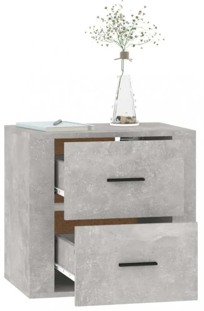 betonszürke falra szerelhető éjjeliszekrény 50 x 36 x 47 cm