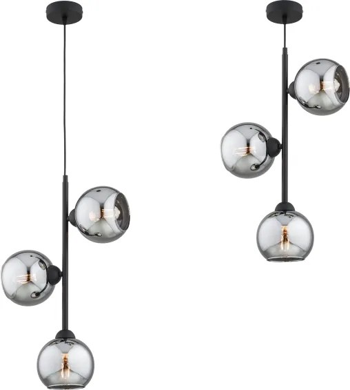 Brilagi - Csillár kábellel DIOR 3xE27/60W/230V fekete/füstszürke