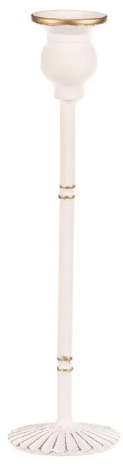 Fém gyertyatartó kúpos gyertyához, 30 cm, fehér, 30 cm