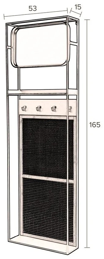 Fali tükör polccal és fogassal 53x165 cm Langres – Dutchbone