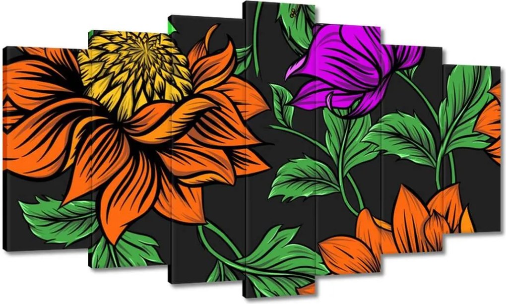 Vászonkép 140x80 Virágok Levelek