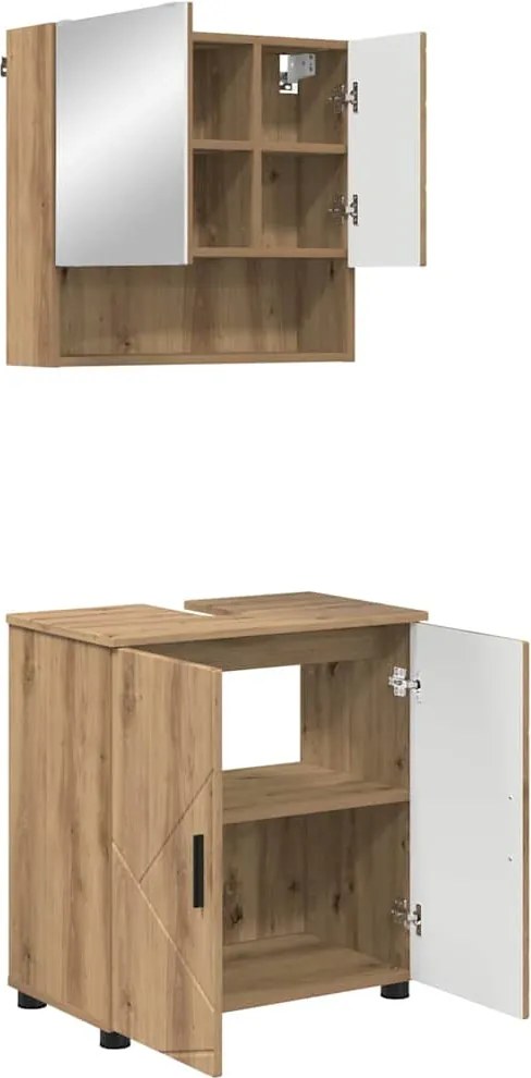 vidaXL Fürdőszoba bútor szett 2 pcs Artisan tölgy Faanyag & Fém
