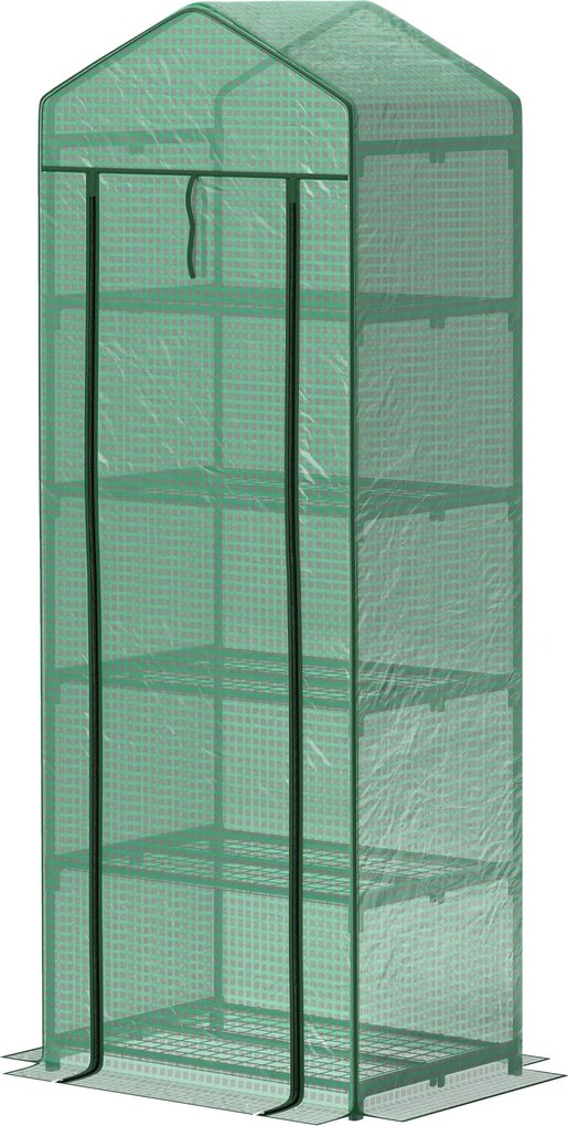 Outsunny Üvegház Rolós Ajtóval, Polcokkal, Téltűrő Acél Üvegház, Üvegház Erkélyre, Kertbe, Paradicsomház 69 x 49 x 193 cm, Paradicsom Üvegház Paradics