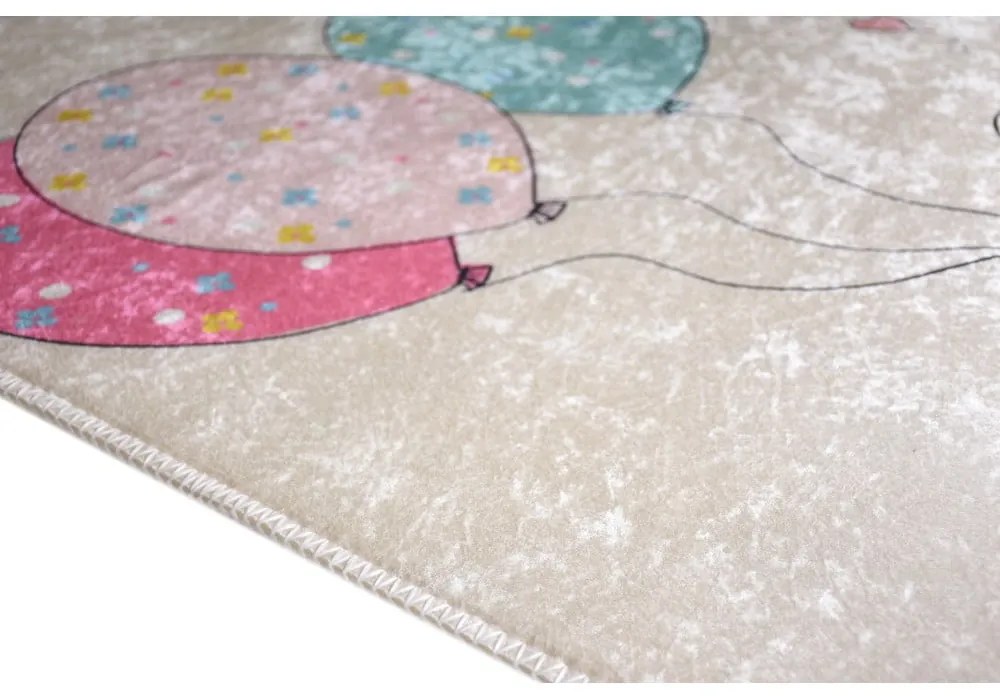 Rózsaszín-elefántcsont színű mosható gyerek szőnyeg 100x160 cm Girl &amp; Baloons – Vitaus