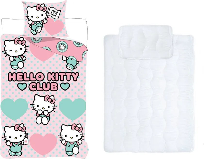 Hello Kitty Club gyerek, ovis ágyneműhuzat és paplan/párna szett 100x135 cm 40x60 cm