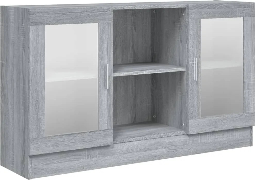 vidaXL szürke sonoma színű szerelt fa vitrinszekrény 120x30,5x70 cm