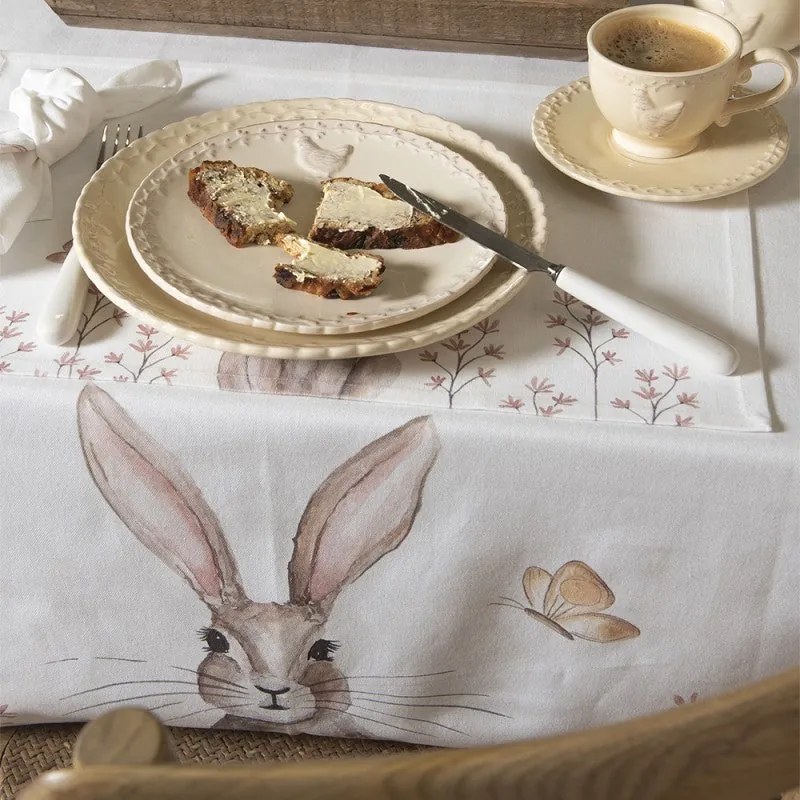 Vintage húsvéti nyuszi mintás pamut asztalterítő többféle mérteben Rustic Easter Bunny / 150x250cm
