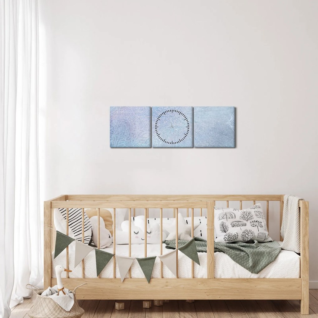 Kép - Mandalák kékszínben (órával) (90x30 cm)